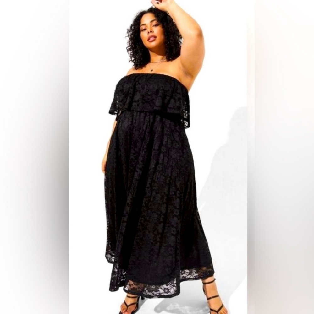 Torrid Black Lace Maxi Dress NWT